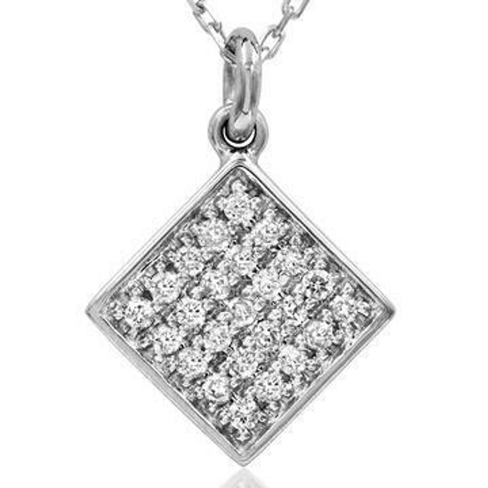 Diamond Pavé Square Necklace White Gold