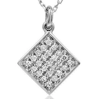 Diamond Pavé Square Necklace White Gold