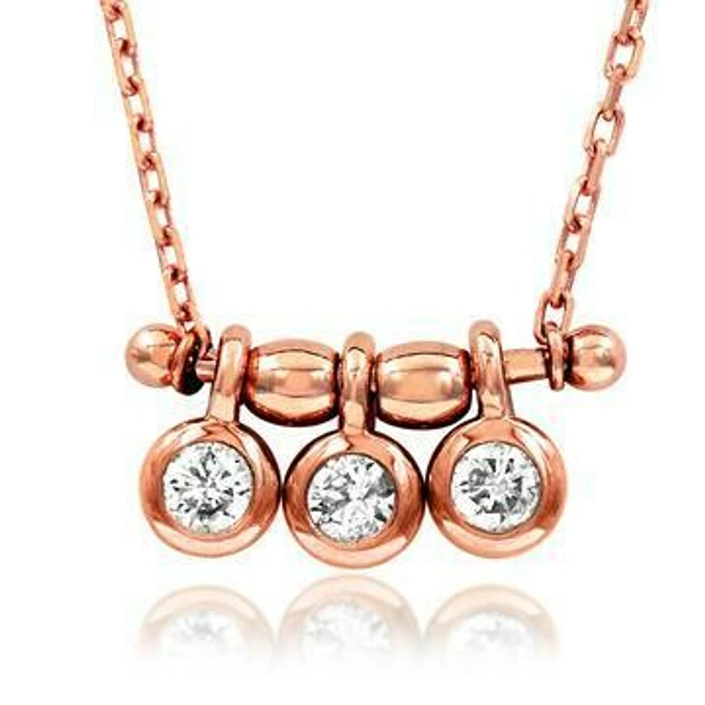 Three-Stone Dangle Diamond Necklace Rose Gold