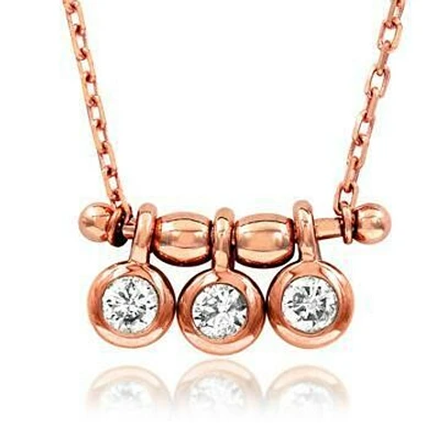 Three-Stone Dangle Diamond Necklace Rose Gold