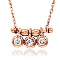 Three-Stone Dangle Diamond Necklace Rose Gold