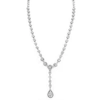 Diamond Cluster Necklace with Teardrop Pendant White Gold