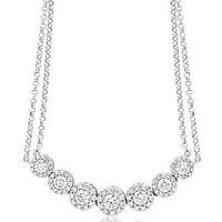 Two-String Diamond Cluster Necklace 18k White Gold