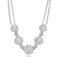 Two-String Diamond Cluster Necklace 18k White Gold