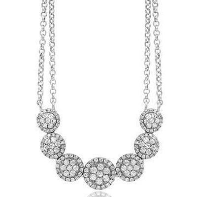 Two-String Diamond Cluster Necklace 18k White Gold