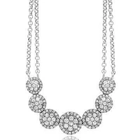 Two-String Diamond Cluster Necklace 18k White Gold