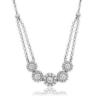 Two-String Diamond Cluster Necklace 18k White Gold