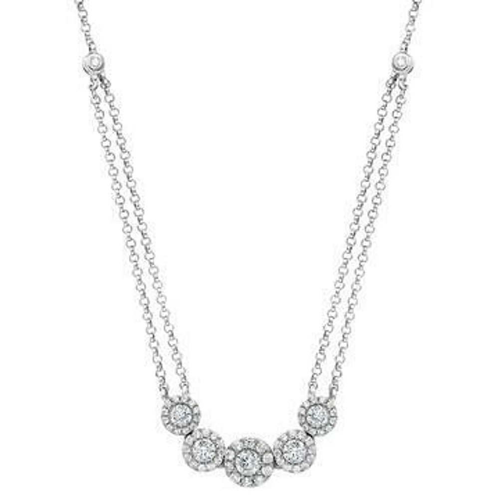 Two-String Diamond Cluster Necklace White Gold