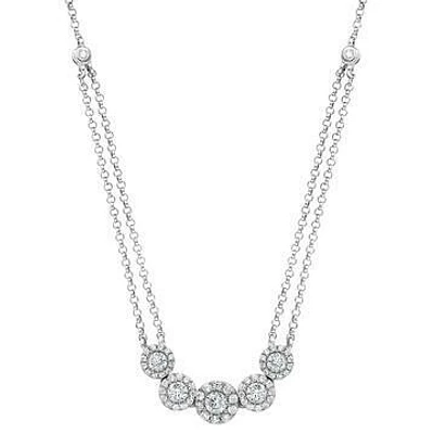 Two-String Diamond Cluster Necklace White Gold