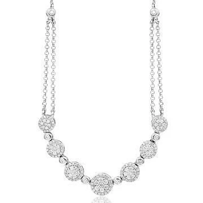 Two-String Diamond Cluster Necklace 18k White Gold