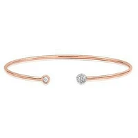 Open Gold Bangle with Diamond Cluster Rose Gold