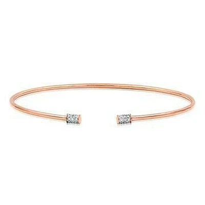 Open Gold Bangle with Diamond Accent Rose Gold