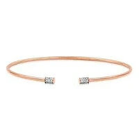 Open Gold Bangle with Diamond Accent Rose Gold