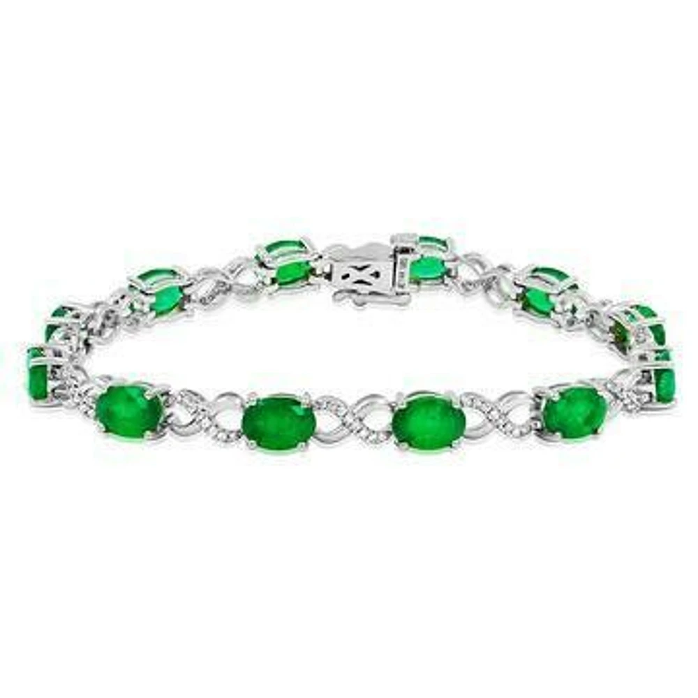 Oval Emerald Twist Bracelet with Diamond Accent Gold