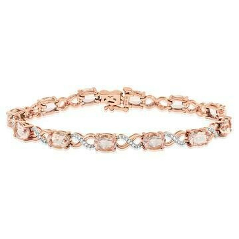 Oval Morganite Twist Bracelet with Diamond Accent Rose Gold