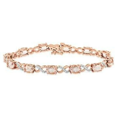 Oval Morganite Twist Bracelet with Diamond Accent Rose Gold