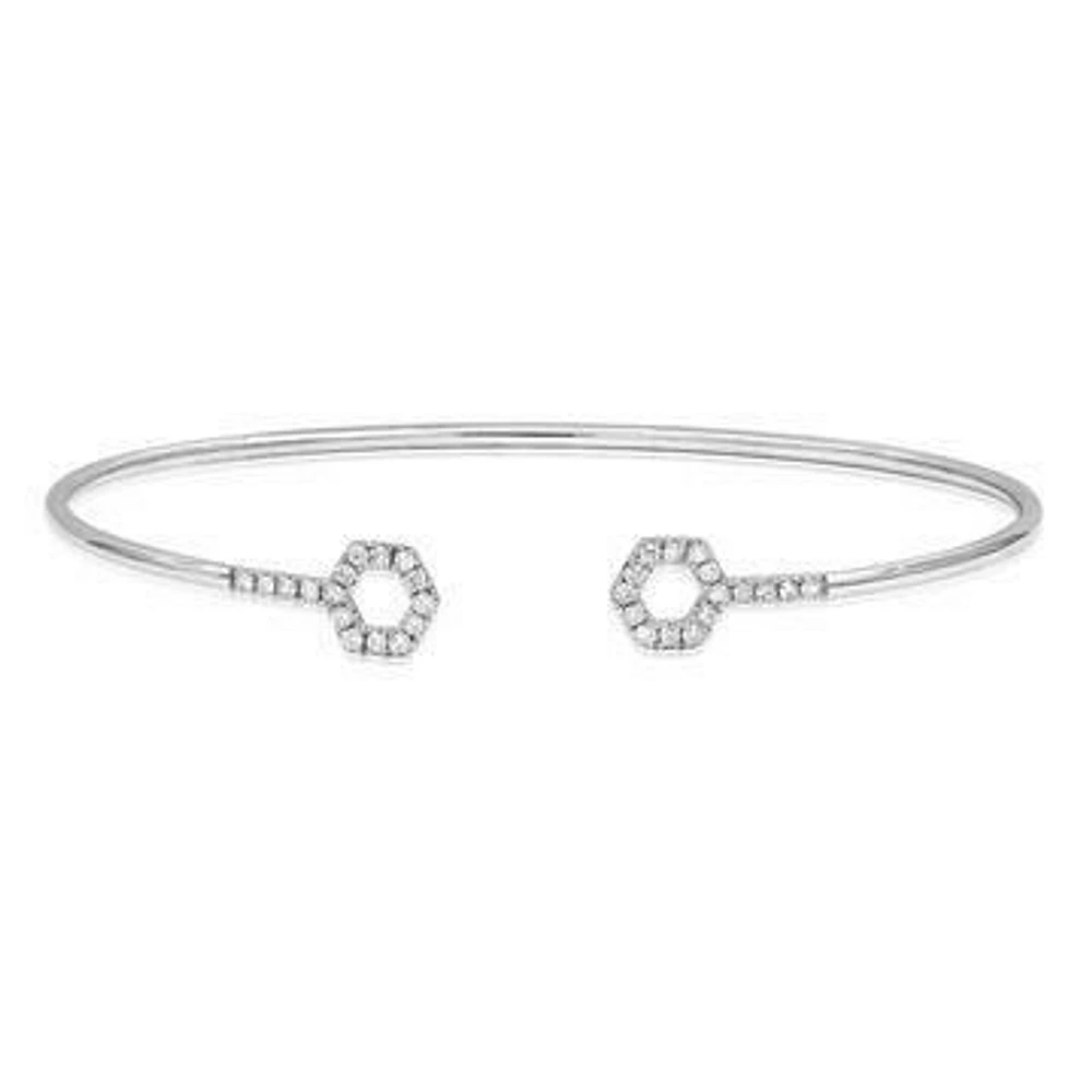 Diamond Hexagon Gold Bangle White Gold