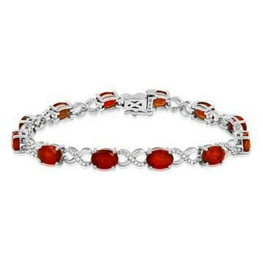 Oval Ruby Twist Bracelet with Diamond Accent White Gold