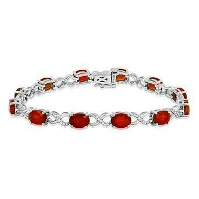 Oval Ruby Twist Bracelet with Diamond Accent White Gold