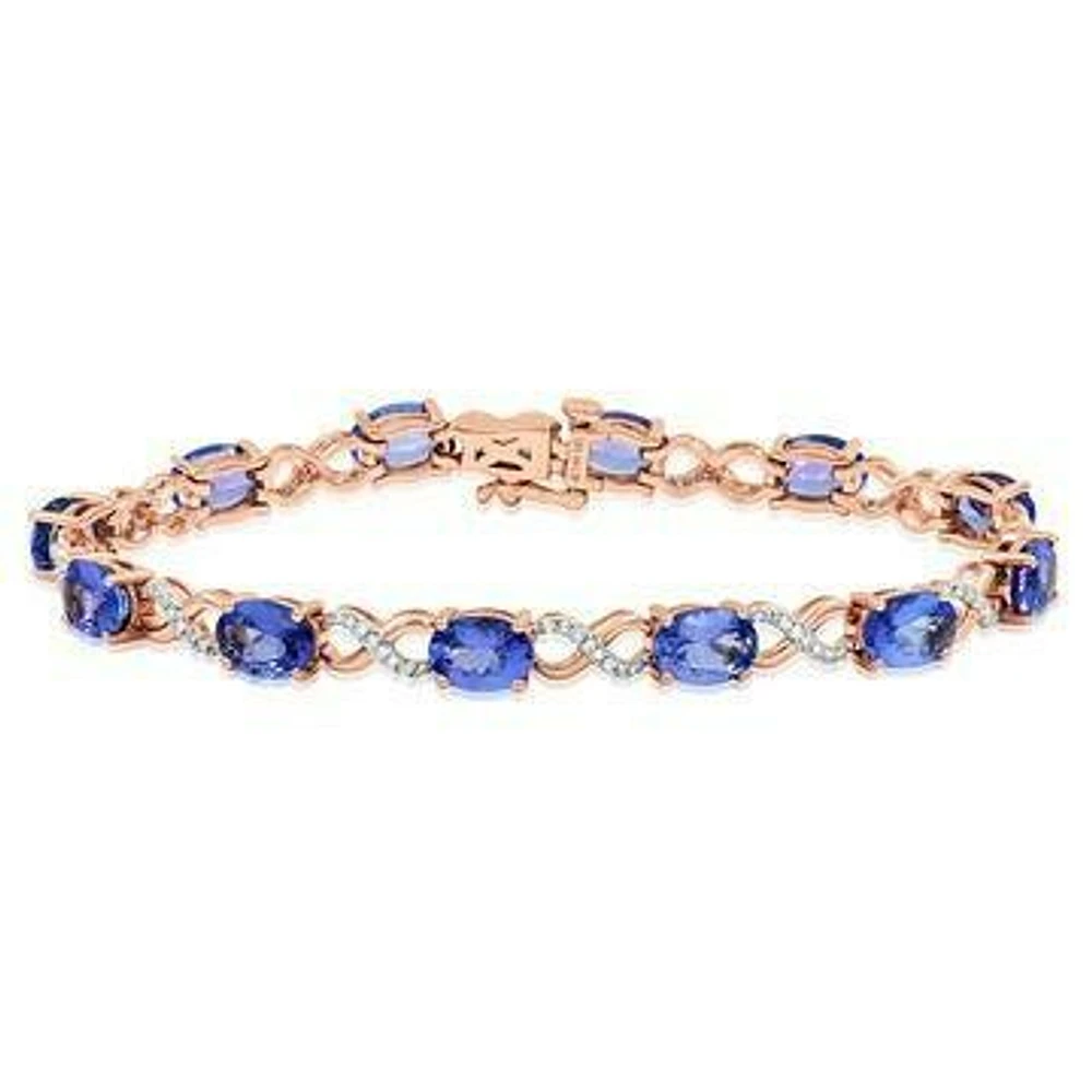 Oval Tanzanite Twist Bracelet with Diamond Accent Rose Gold