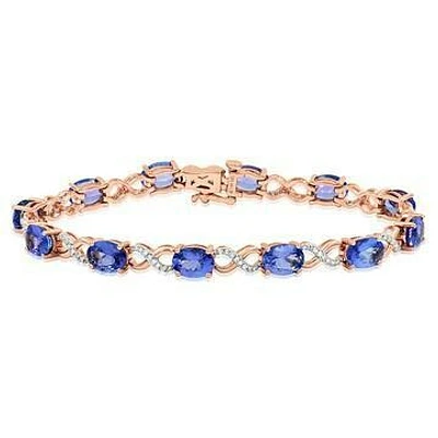 Oval Tanzanite Twist Bracelet with Diamond Accent Rose Gold