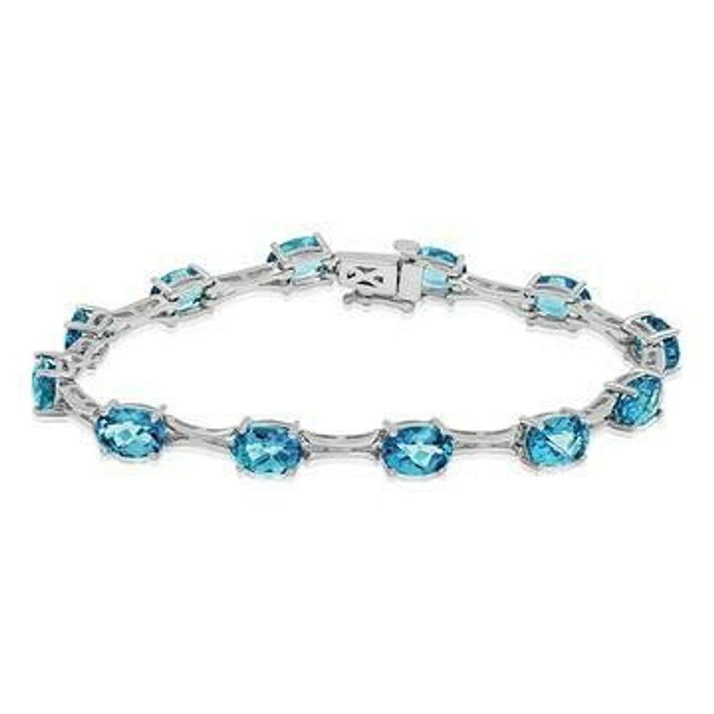 Oval Blue Topaz Bracelet Gold