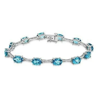 Oval Blue Topaz Bracelet Gold