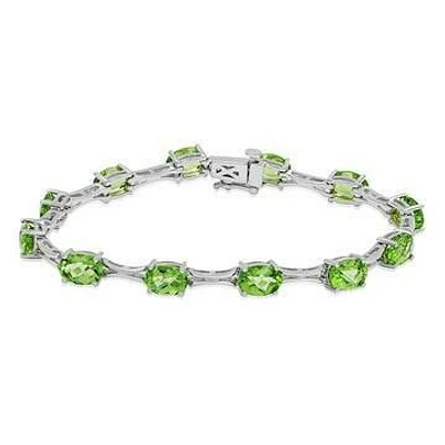 Oval Peridot Bracelet White Gold