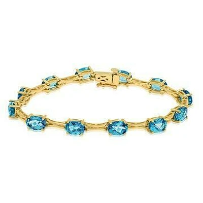 Oval Blue Topaz Bracelet Gold