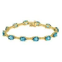 Oval Blue Topaz Bracelet Gold