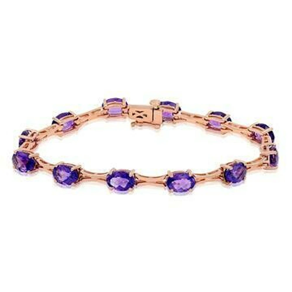 Oval Amethyst Bracelet Rose Gold