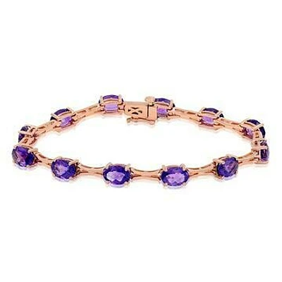 Oval Amethyst Bracelet Rose Gold