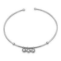 Triple Diamond Dangle Gold Bangle White Gold