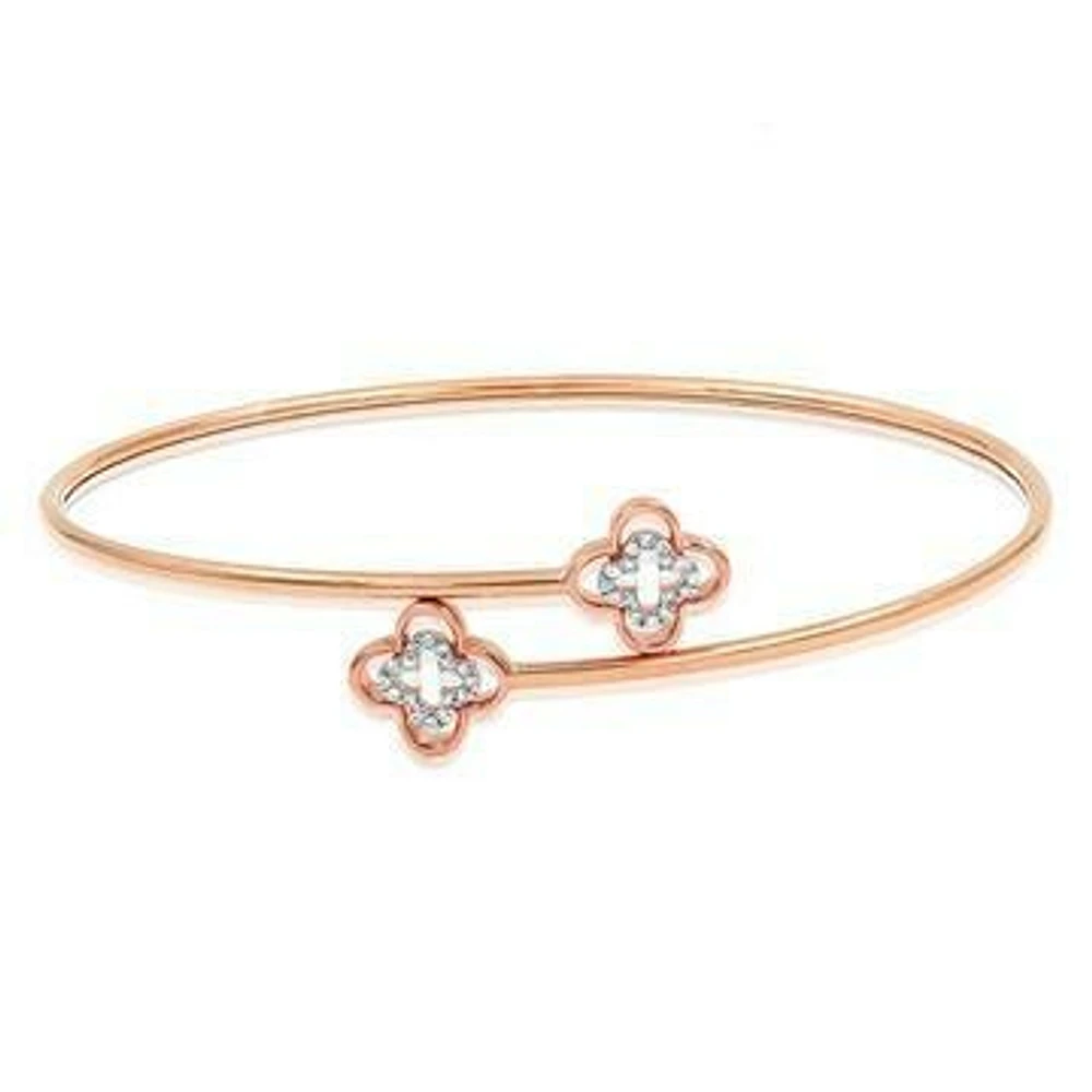 Clover Diamond Bypass Bangle Rose Gold