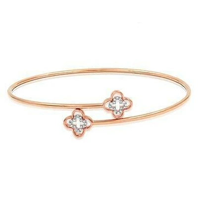 Clover Diamond Bypass Bangle Rose Gold