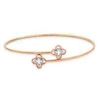 Clover Diamond Bypass Bangle Rose Gold