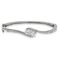 Diamond Two-Stone Semi-Mount Bangle 14K White Gold