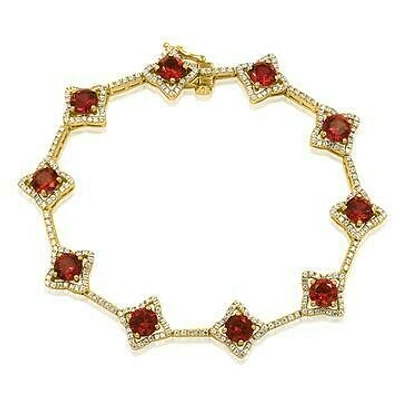 Cross Ruby Bracelet with Diamond Accent Yellow Gold