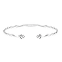 Triple Diamond Milgrain Accent Gold Bangle White Gold