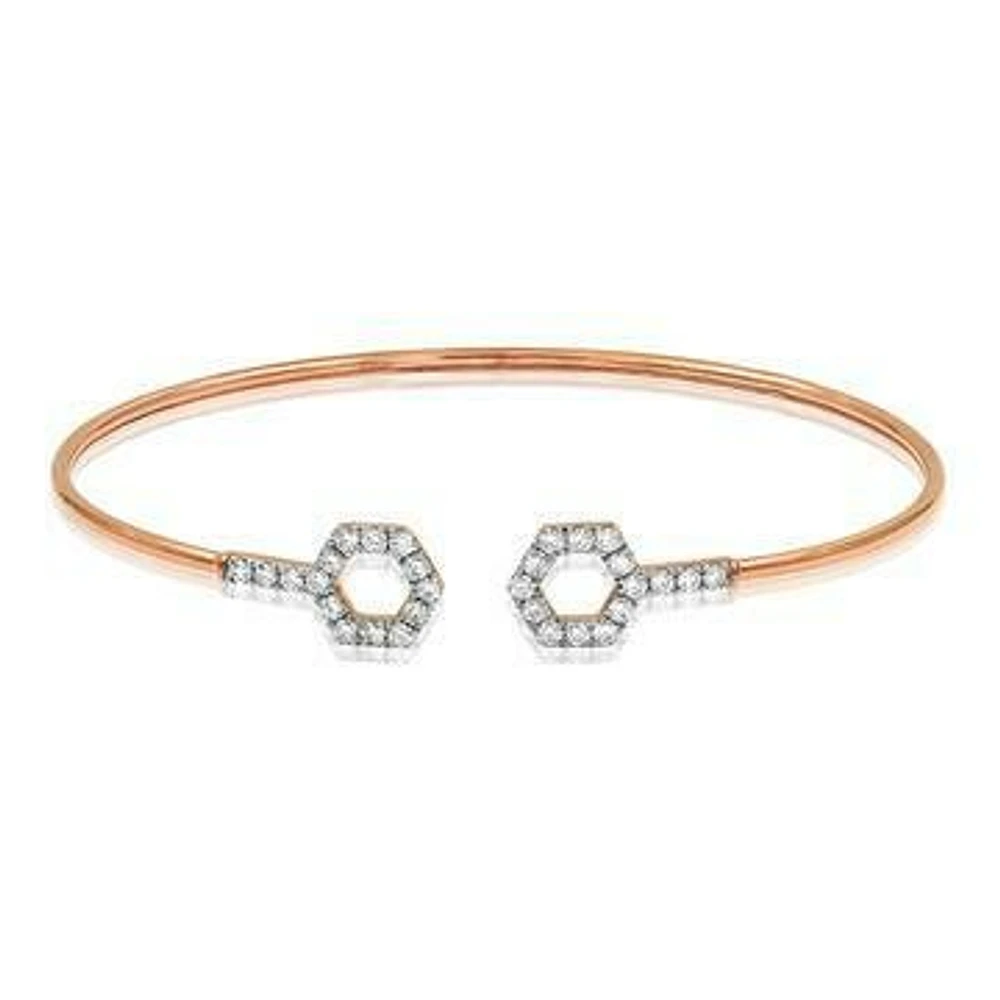 Diamond Hexagon Rose Gold Bangle Rose Gold