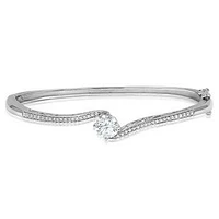 Diamond Semi-Mount Bypass Bangle White Gold