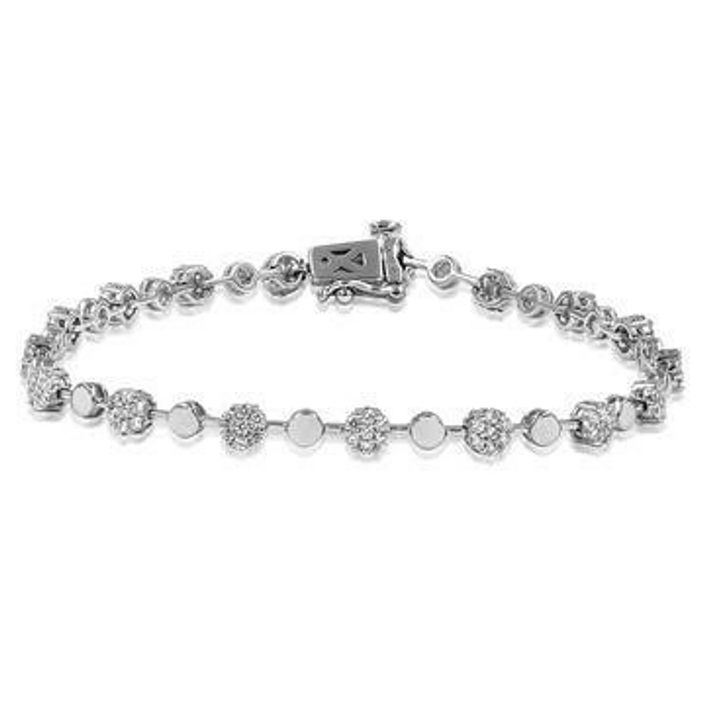 Diamond Cluster Bracelet White Gold