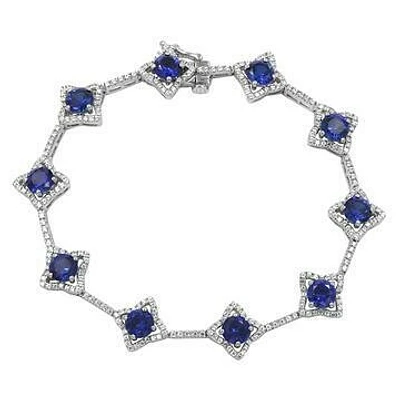 Cross Blue Sapphire Bracelet with Diamond Accent White Gold