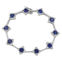 Cross Blue Sapphire Bracelet with Diamond Accent White Gold