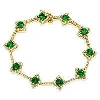 Cross Emerald Bracelet with Diamond Accent Yellow Gold