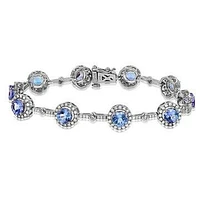 Tanzanite Halo Bracelet with Diamond Accent White Gold