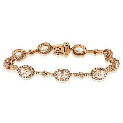 Oval Morganite Halo Bracelet with Diamond Accent Rose Gold