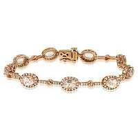 Oval Morganite Halo Bracelet with Diamond Accent Rose Gold