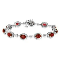 Oval Ruby Halo Bracelet with Diamond Accent Gold