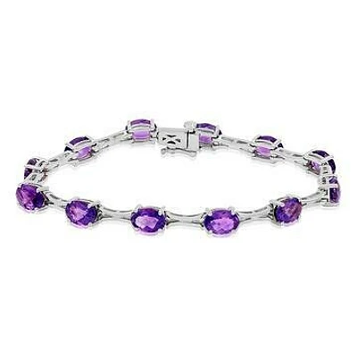 Oval Amethyst Bracelet White Gold